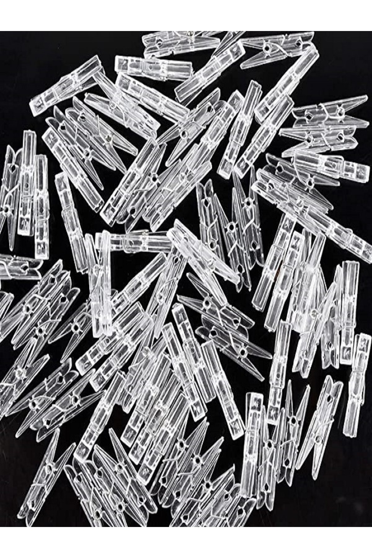 100 Adet Şeffaf Mini Mandal 3cm Hobi Fotoğraf Askı Mandalı