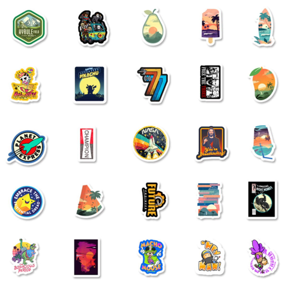 50 Adet Tekrarsız Seyahat Macera Kalite Pvc Sticker 06