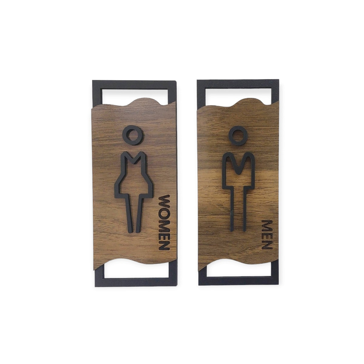 Ahşap Desenli Modern Erkek Kadın Wc Tuvalet Yönlendirme Levhası Ofis Iş Duvar Dekor