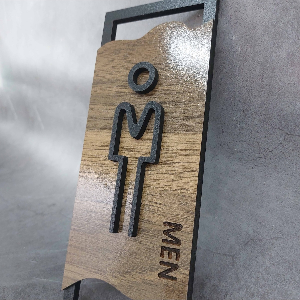 Ahşap Desenli Modern Erkek Kadın Wc Tuvalet Yönlendirme Levhası Ofis Iş Duvar Dekor