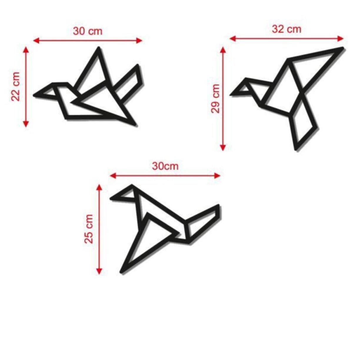 Ahşap Geometrik Kesim Modern Üçlü Kuş Duvar Tablosu Dekor