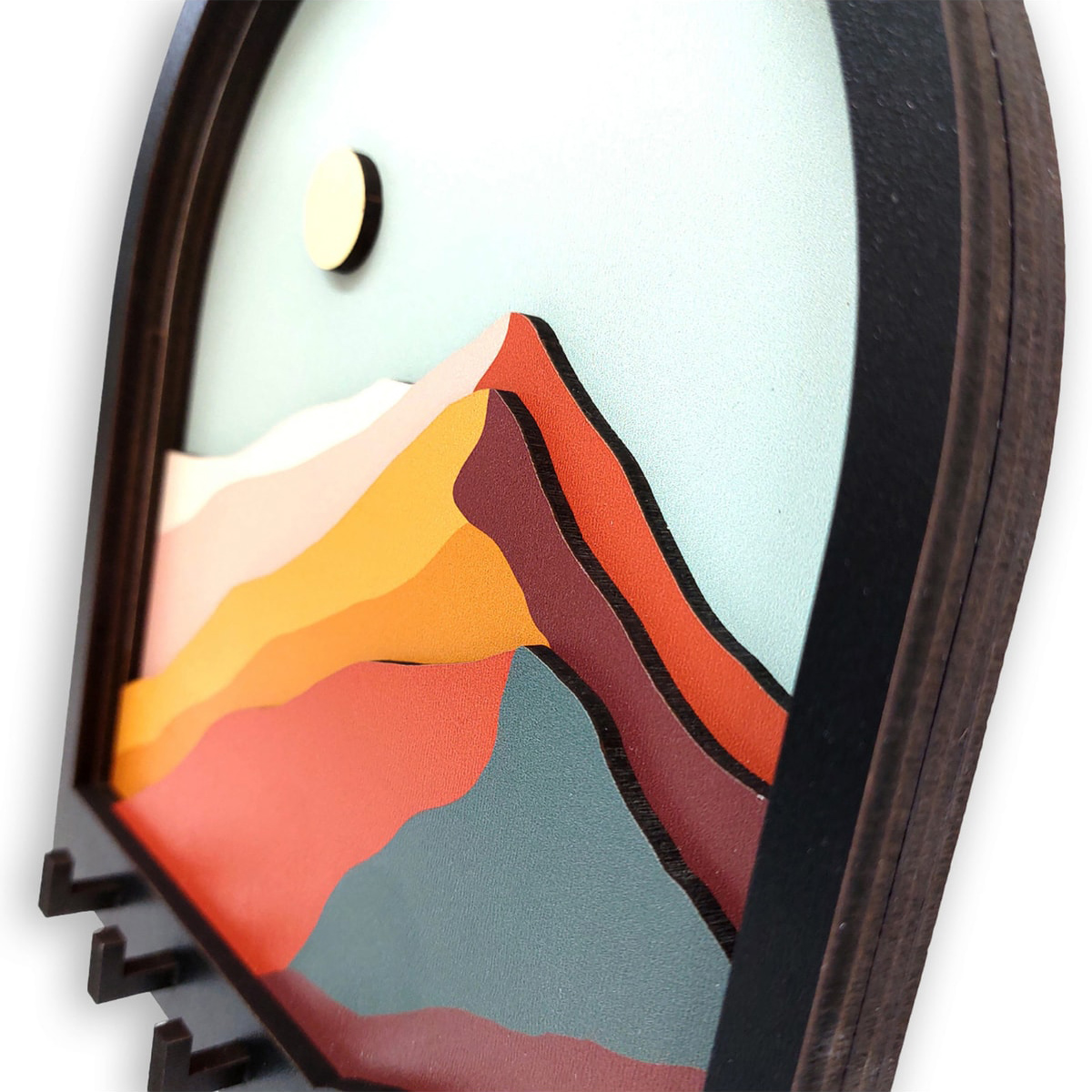 Ahşap Renkli Dağlar 3 Boyutlu Kabartma Hol Askı Anahtarlık