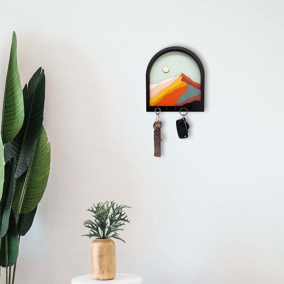 Ahşap Renkli Dağlar 3 Boyutlu Kabartma Hol Askı Anahtarlık