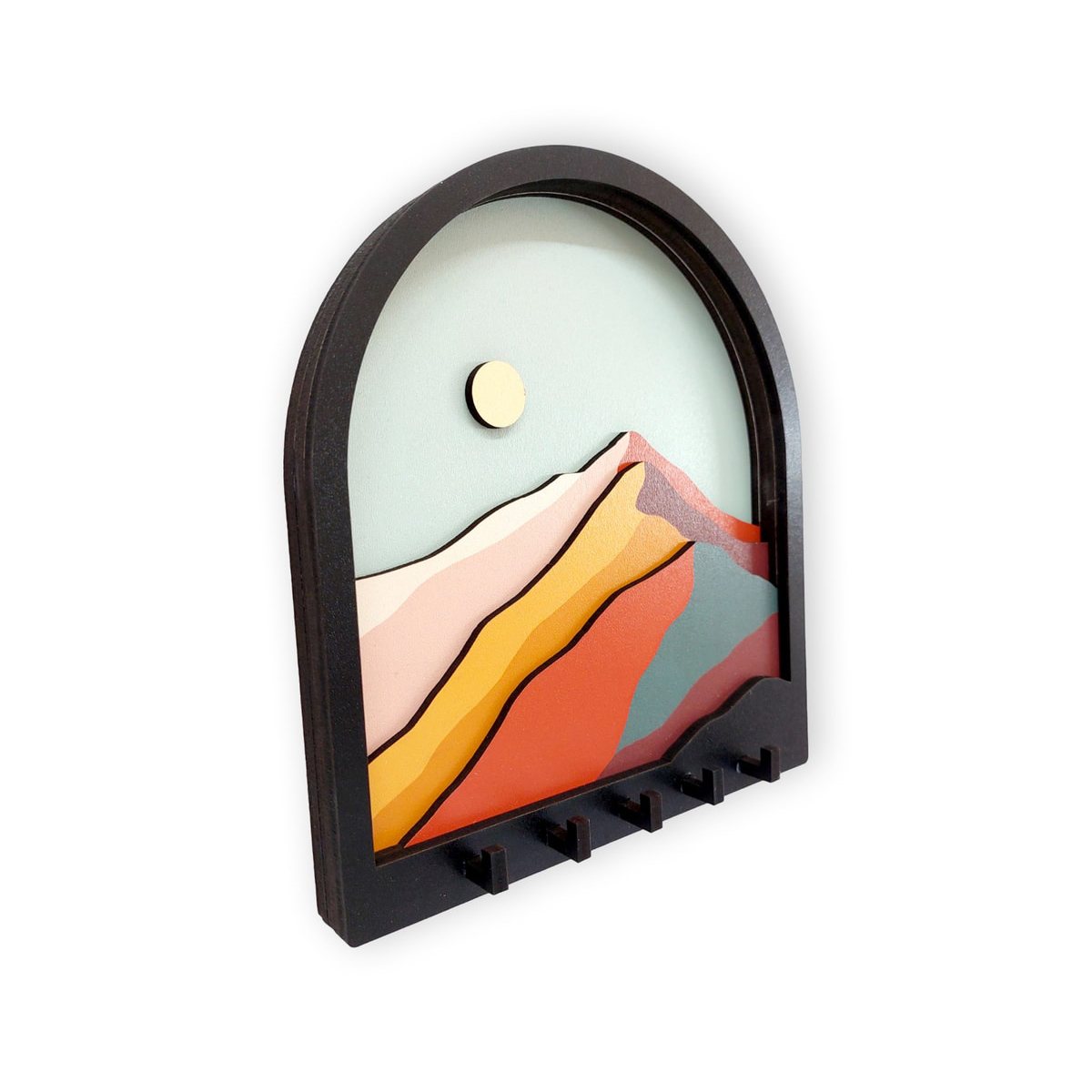 Ahşap Renkli Dağlar 3 Boyutlu Kabartma Hol Askı Anahtarlık