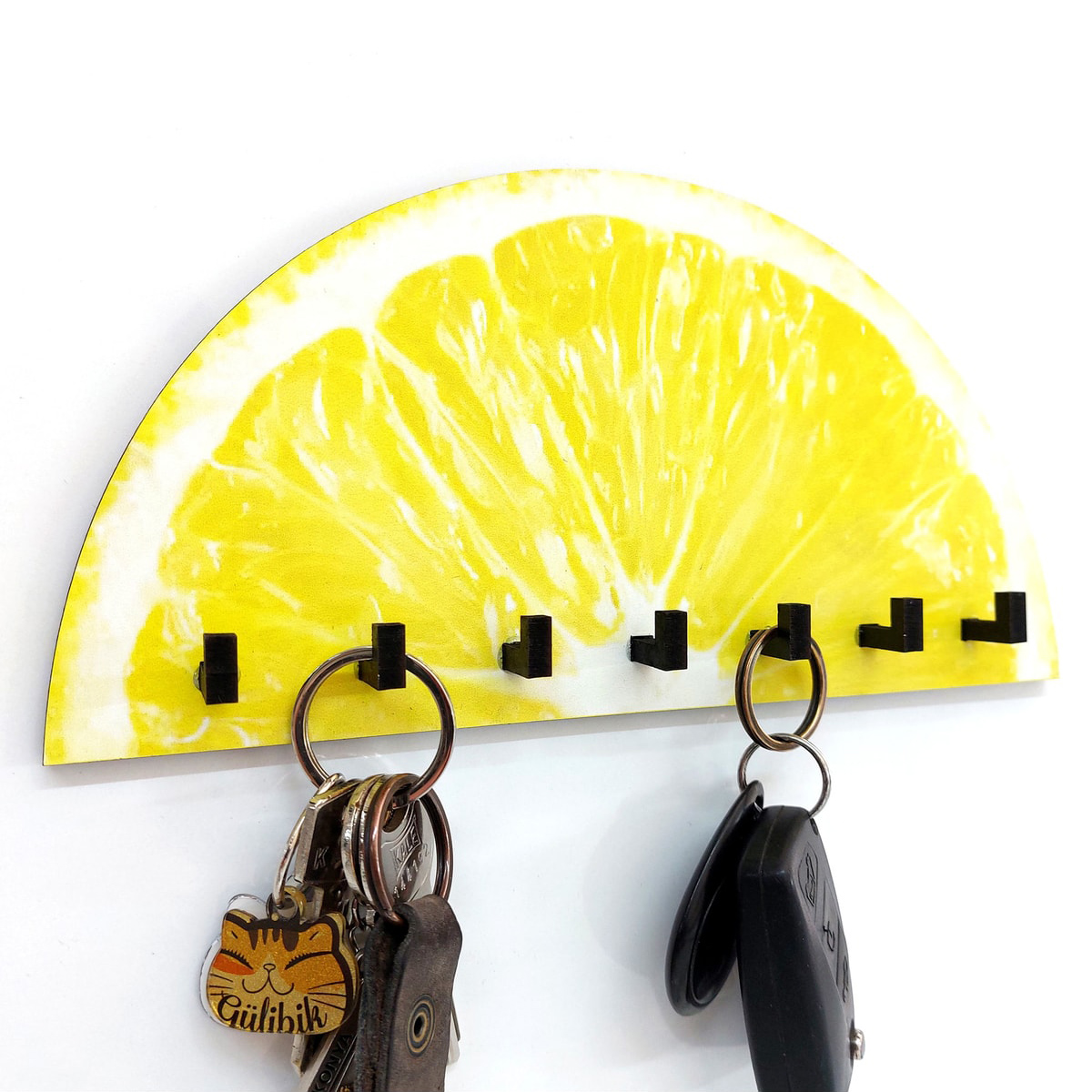 Ahşap Yarım Limon Mutfak Hol Duvar Askılık Duvar Süsü