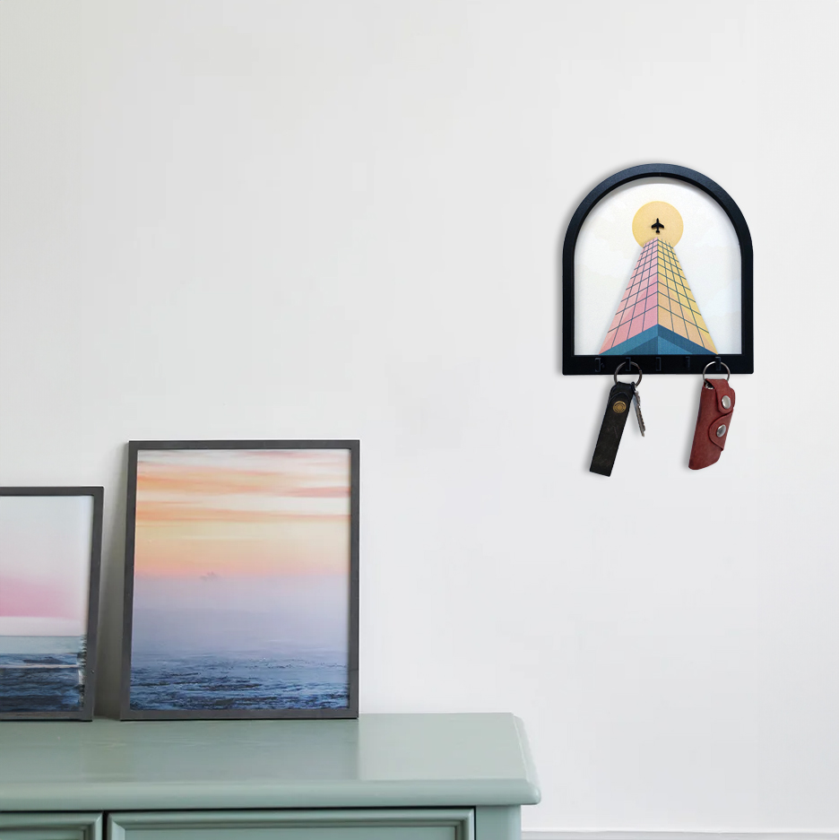 CajuArt Dekoratif Gökdelen Uçak Tasarım Boyutlu Anahtar Askısı Anahtarlık Dekor