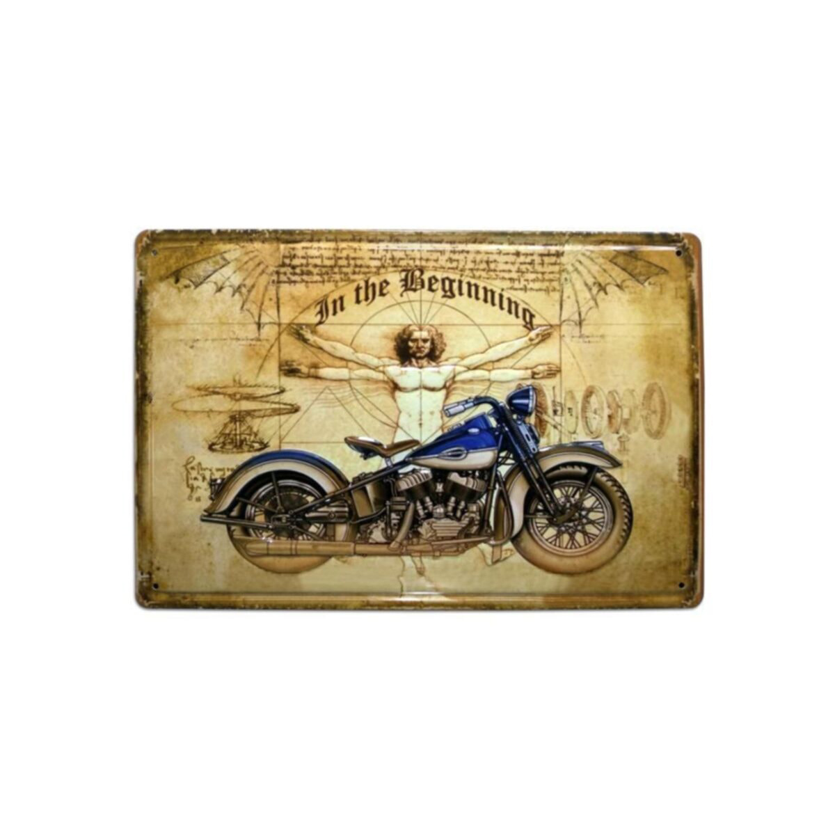 CajuArt In The Beginning Yazılı Motosiklet Temalı 20x30 Metal Plaka Tablo