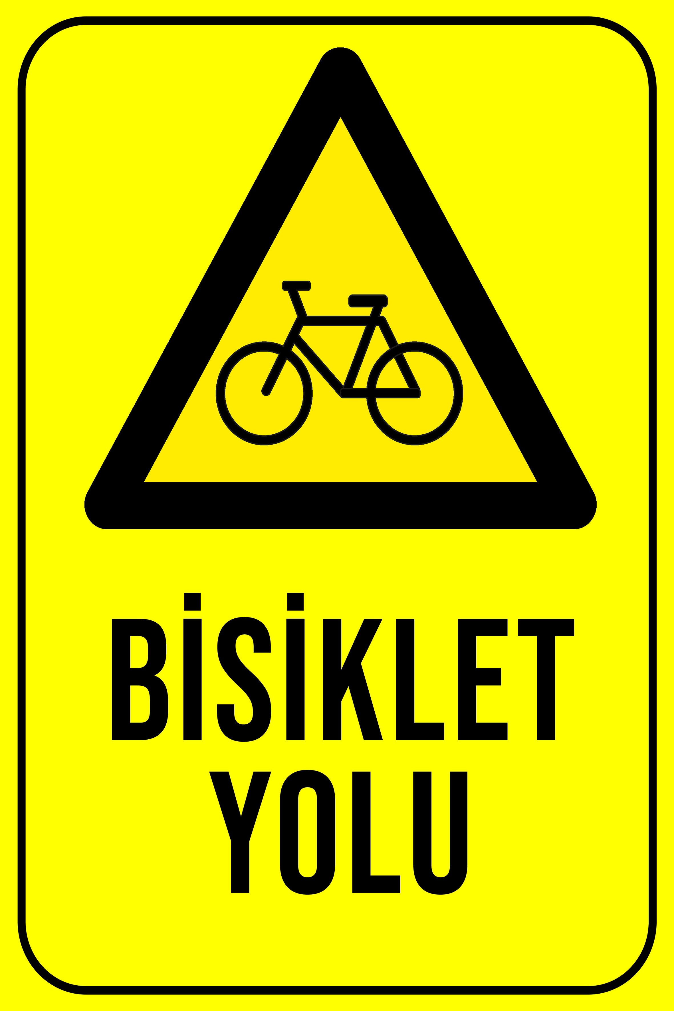 CajuArt Bisiklet Yolu Yazılı 20x30 cm Ahşap Uyarı İkaz Levhası Tablo