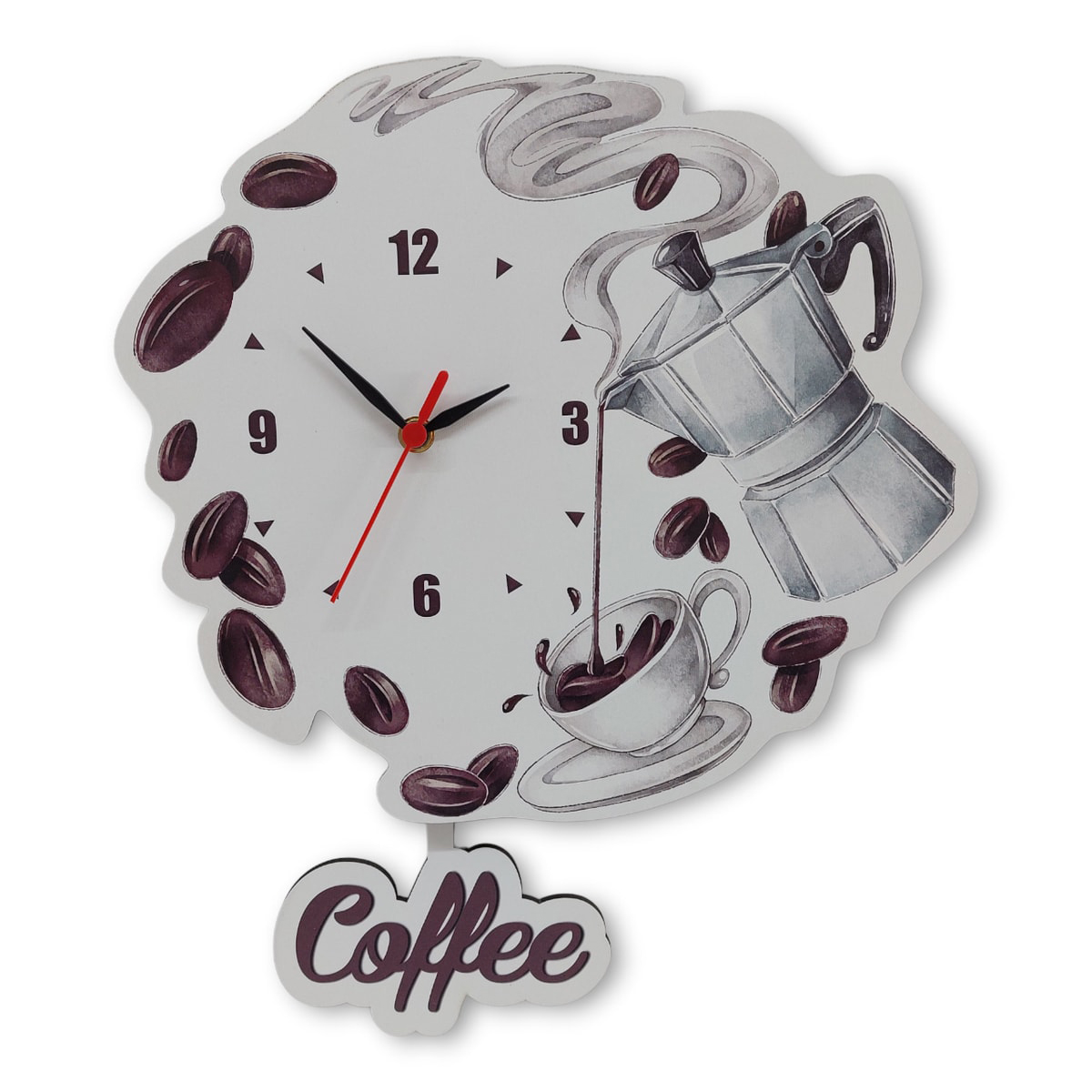 Coffee Çekirdek Demlik Sallanan Sarkaç Mutfak Duvar Saati