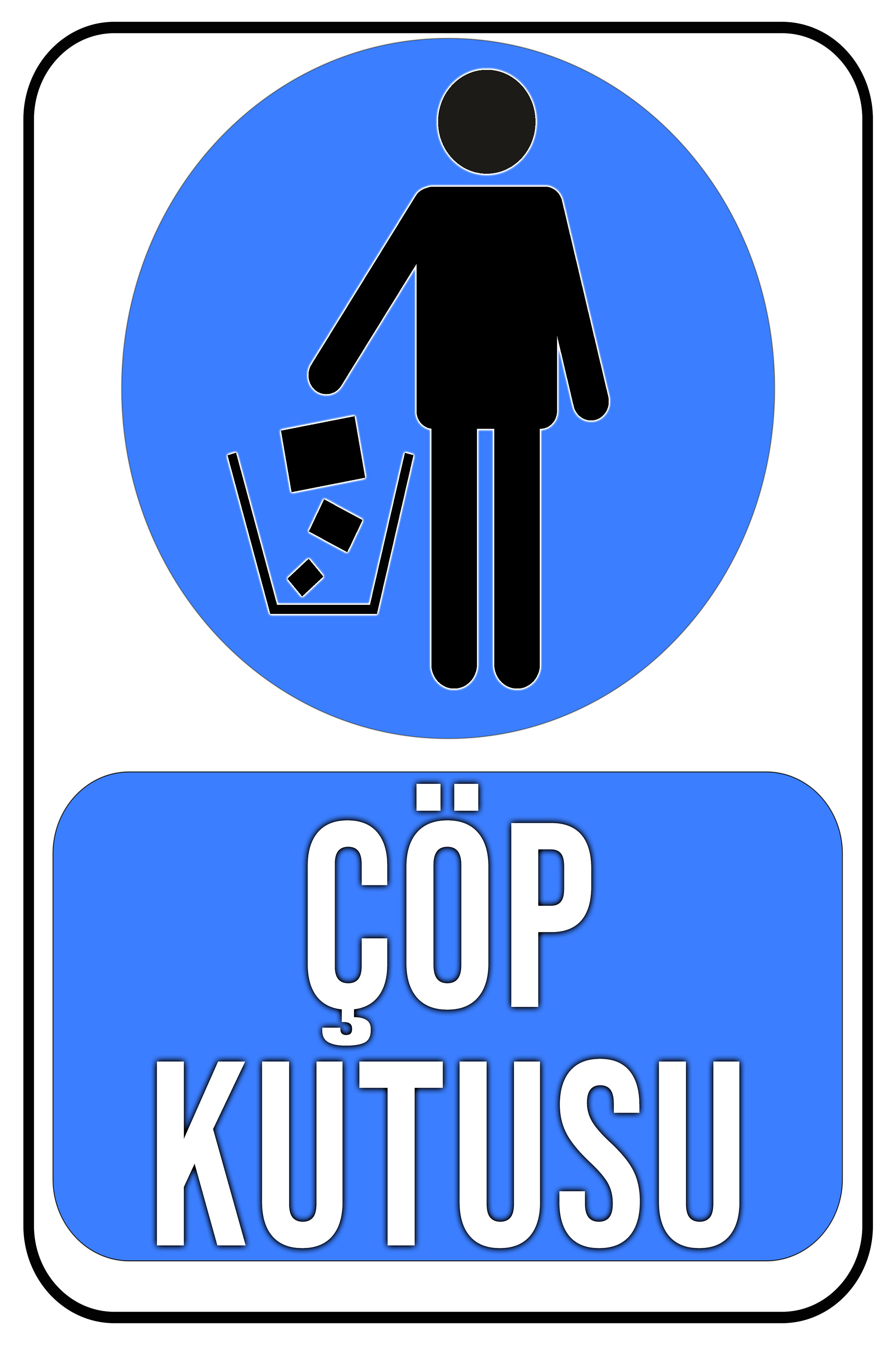 CajuArt Çöp Kutusu 20x30 cm Ahşap Uyarı İkaz Levhası Tablo