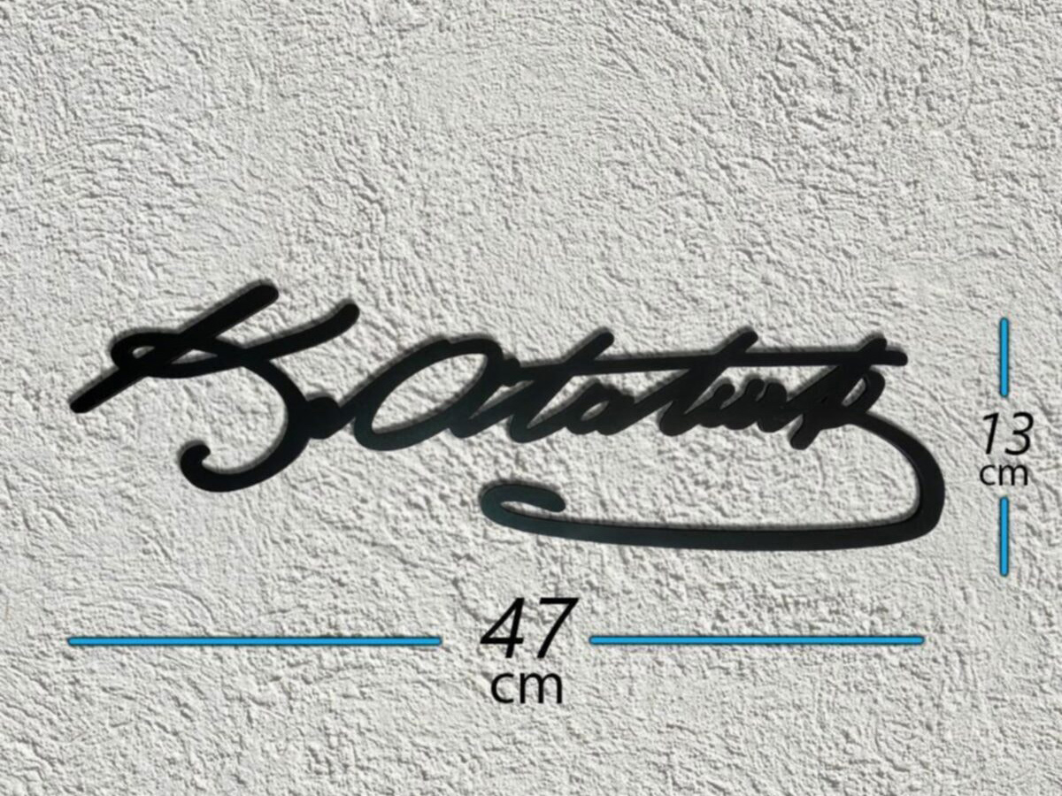 Dekoratif Ahşap Kesim Atatürk İmzası Duvar Ev Ofis Dekoru Süs