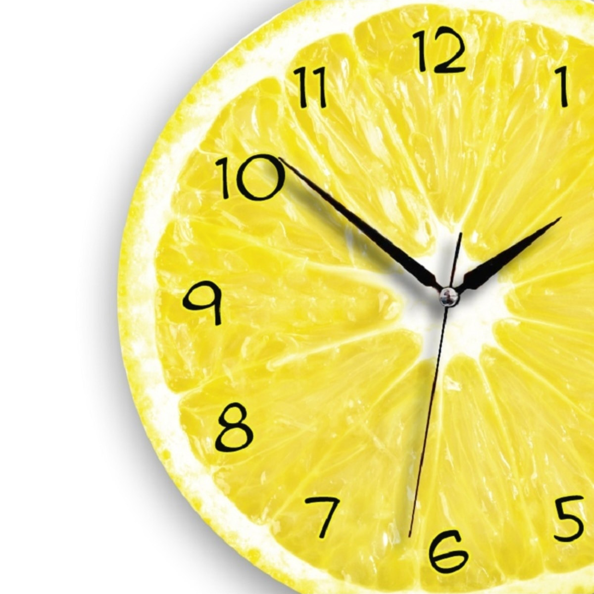 Dekoratif Ahşap Limon Içi Canlı Yuvarlak Mutfak Duvar Saati