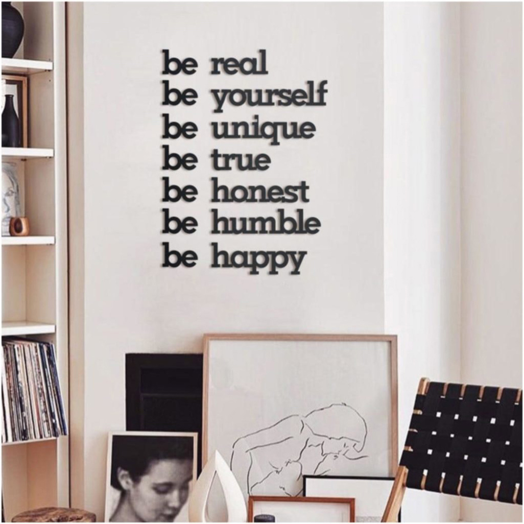 Dekoratif Ahşap Modern Duvar Yazısı Be Yourself Tablo