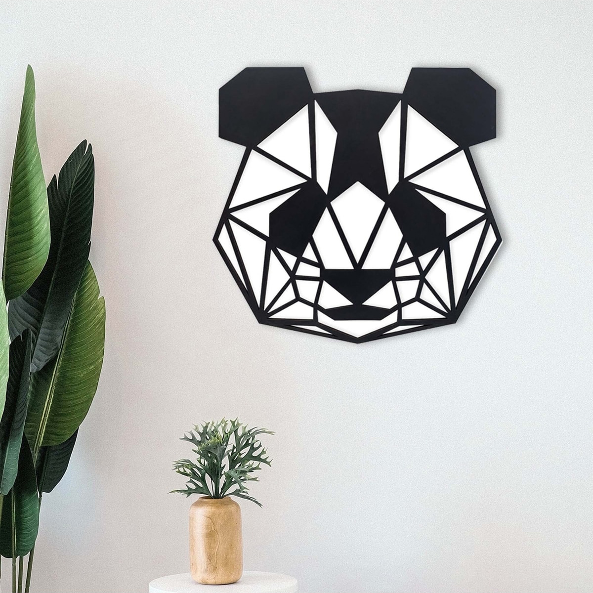 Dekoratif Geometrik 45 Cm Panda Ahşap Tablo Duvar Dekoru