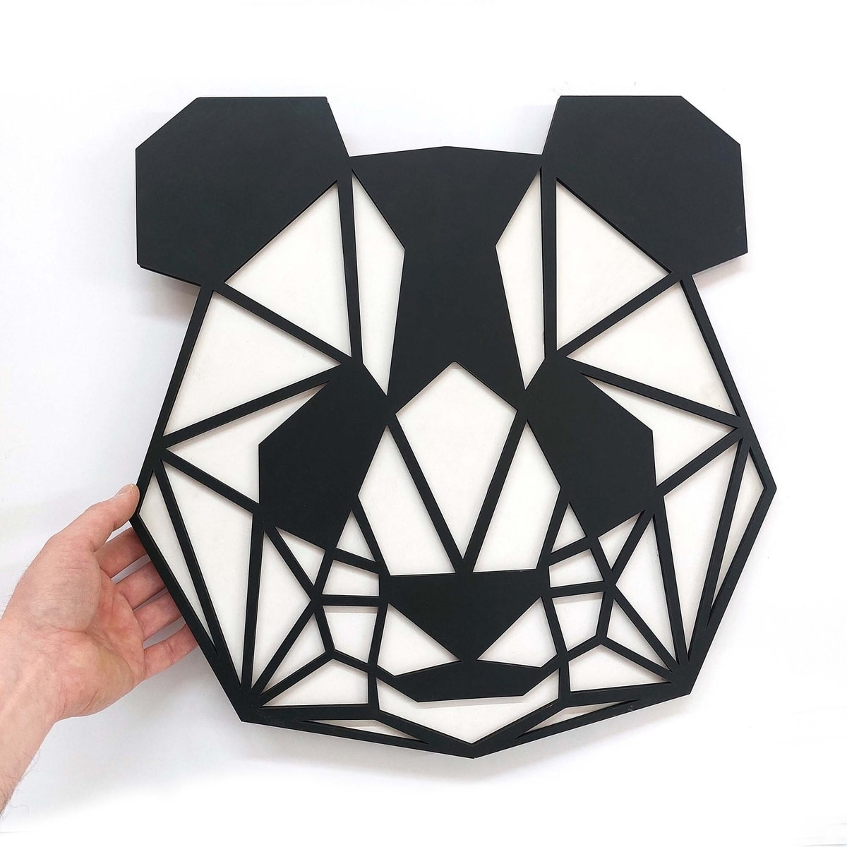 Dekoratif Geometrik 45 Cm Panda Ahşap Tablo Duvar Dekoru