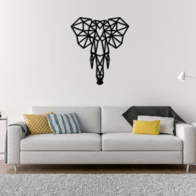 Dekoratif Geometrik Desen Fil Ahşap Duvar Modern Tablo
