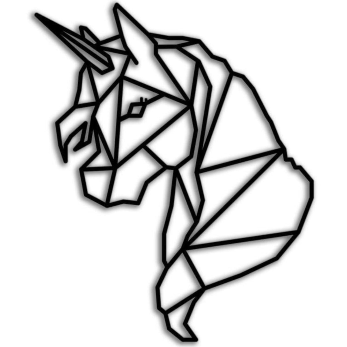 Dekoratif Geometrik Unicorn Ahşap Duvar Tablosu Duvar Süsü