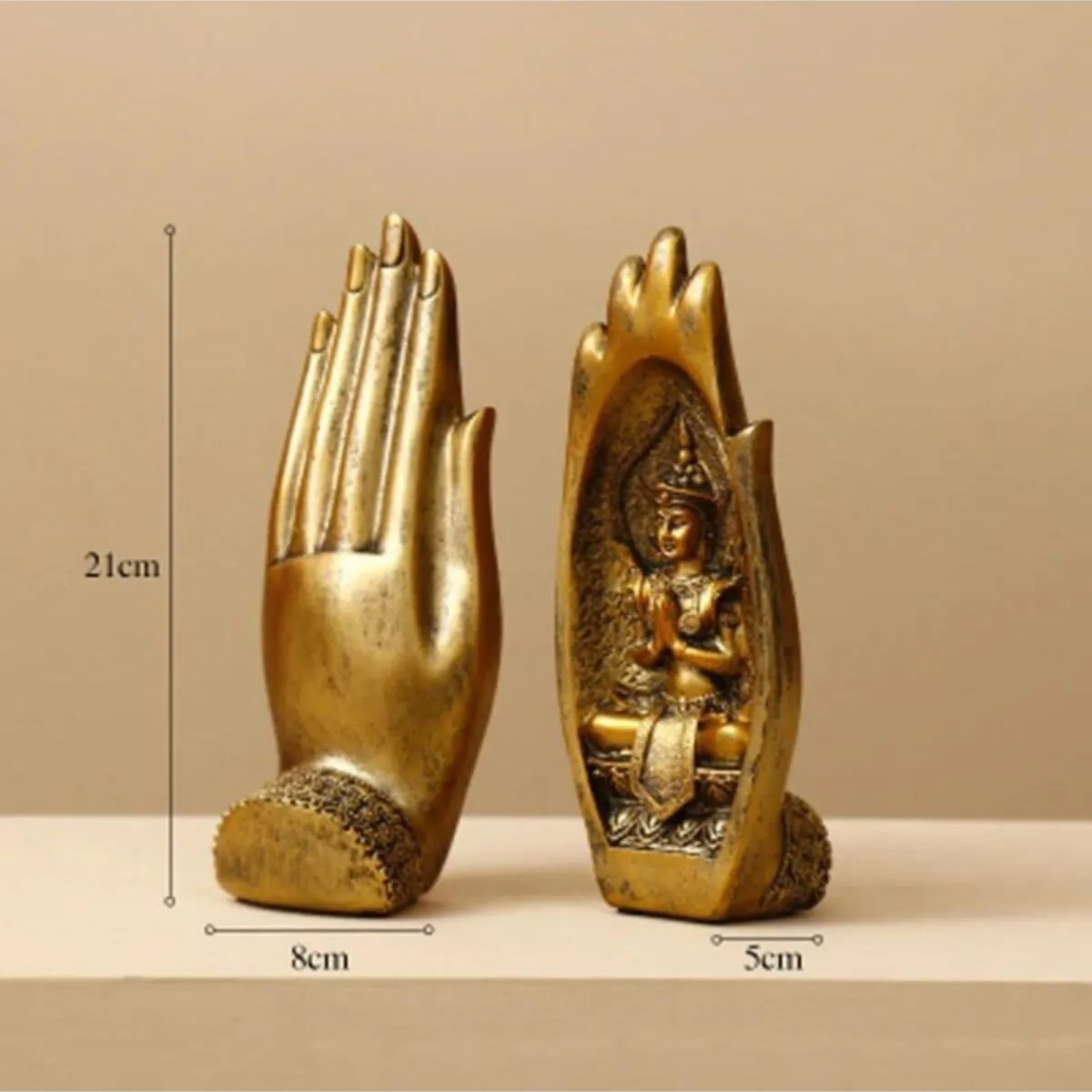 Dekoratif Ikili Modern El Içinde Buda Heykeli Biblo Set Yoga Tathagata
