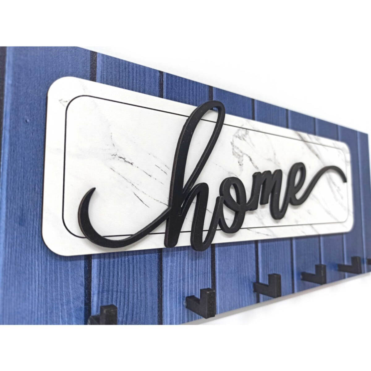 Dekoratif Kabartma Home Yazılı Ahşap Modern Anahtarlık