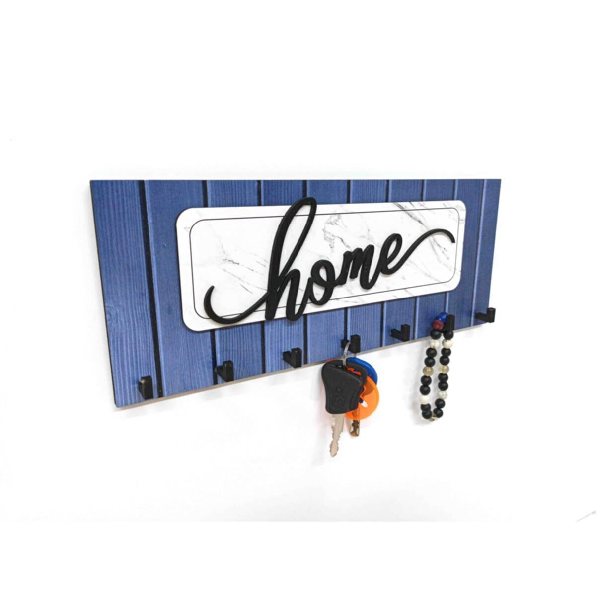 Dekoratif Kabartma Home Yazılı Ahşap Modern Anahtarlık