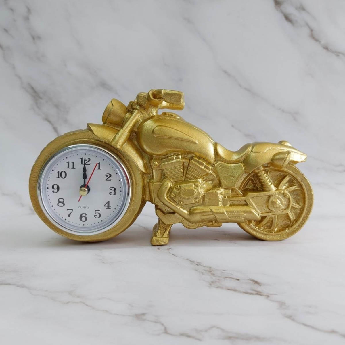 Dekoratif Motosiklet Tasarım Döküm Masa Saati Biblo Ofis Ev Hediye