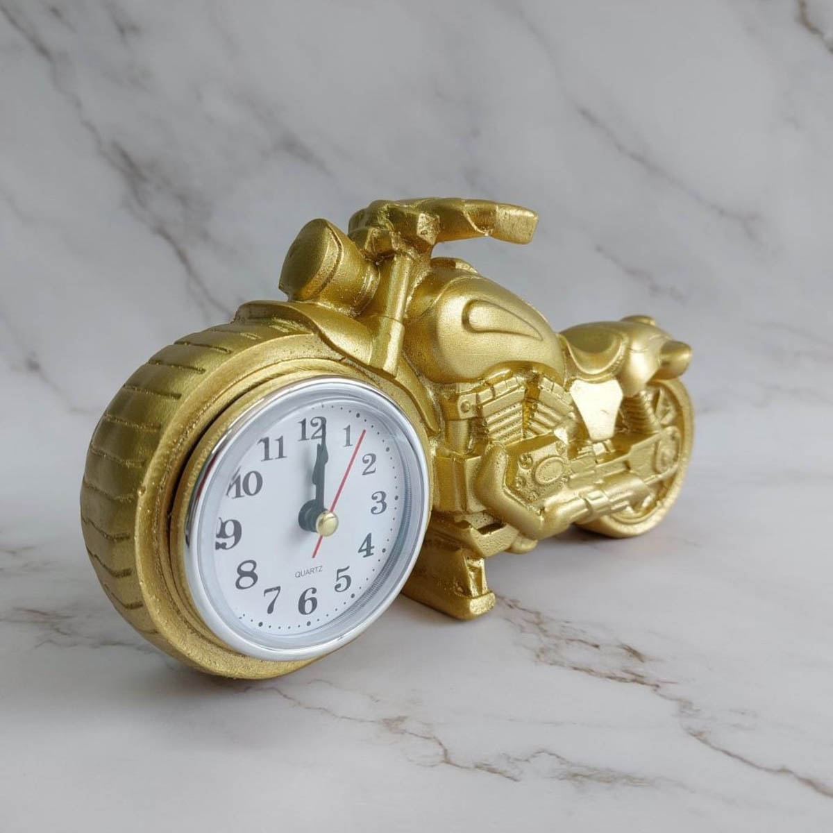 Dekoratif Motosiklet Tasarım Döküm Masa Saati Biblo Ofis Ev Hediye