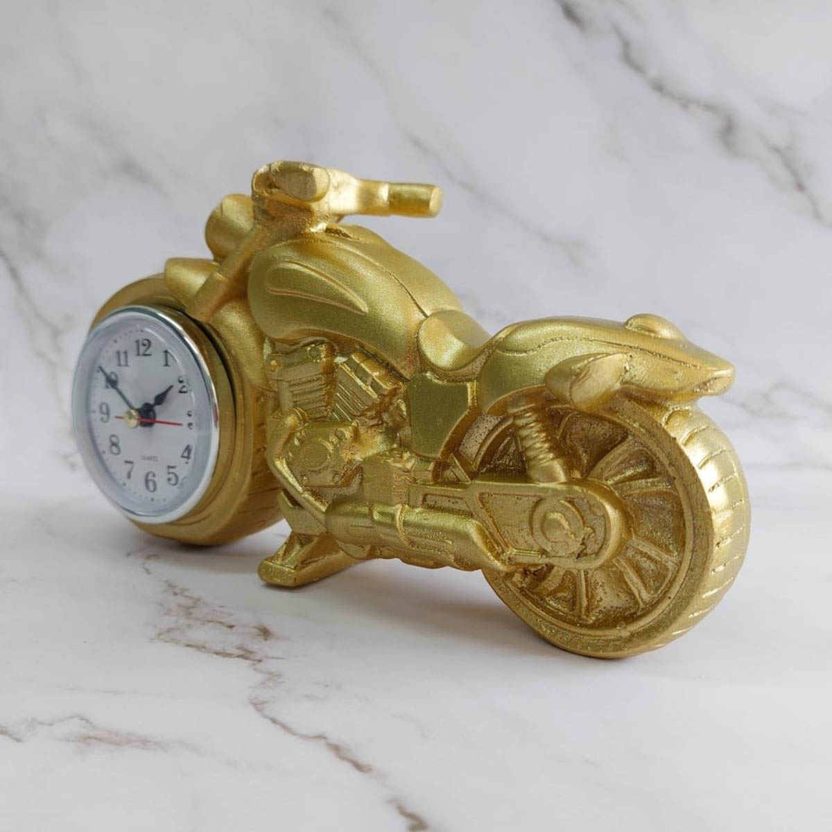 Dekoratif Motosiklet Tasarım Döküm Masa Saati Biblo Ofis Ev Hediye