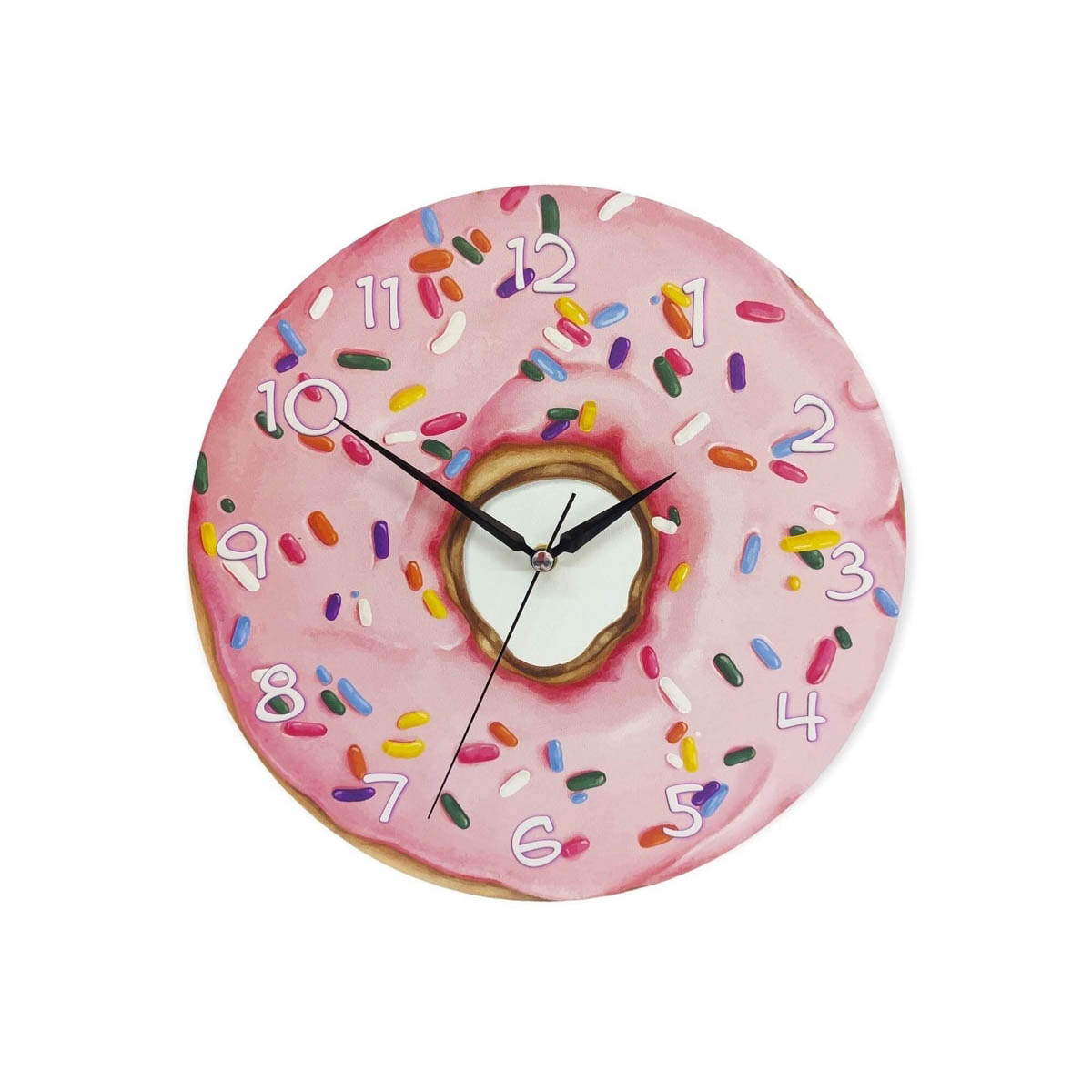 Dekoratif Pembe Donut Yuvarlak Ahşap Duvar Saati