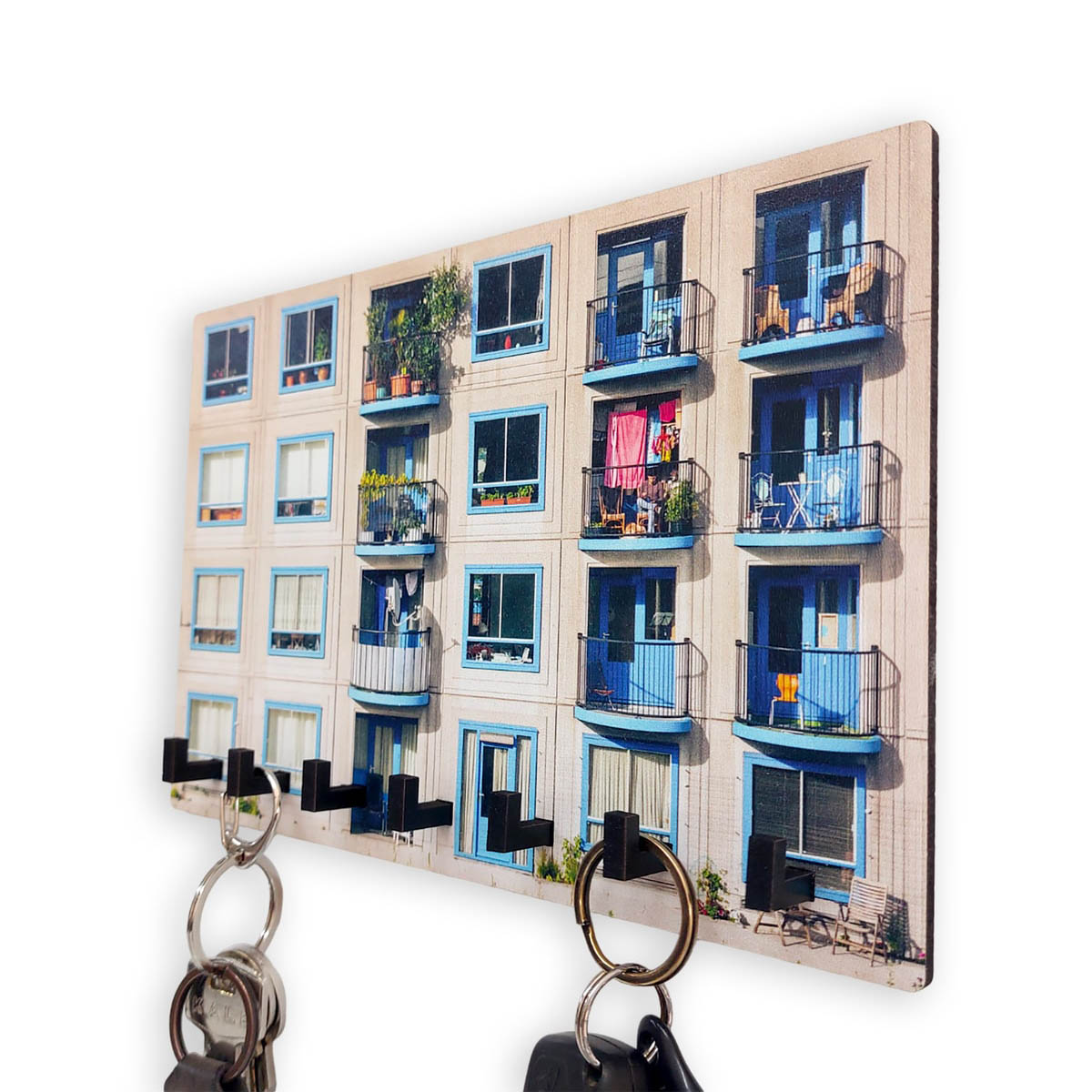 Dekoratif Renkli Apartman Bina Hol Askılık Anahtarlık Süs