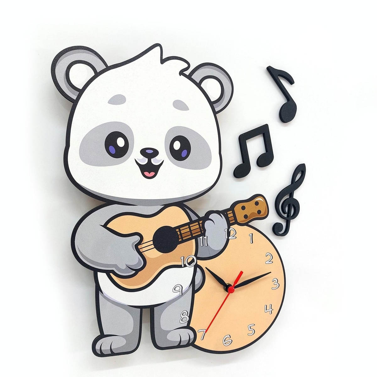 Dekoratif Sevimli Koala Çocuk Odası Ahşap Duvar Saati Süs
