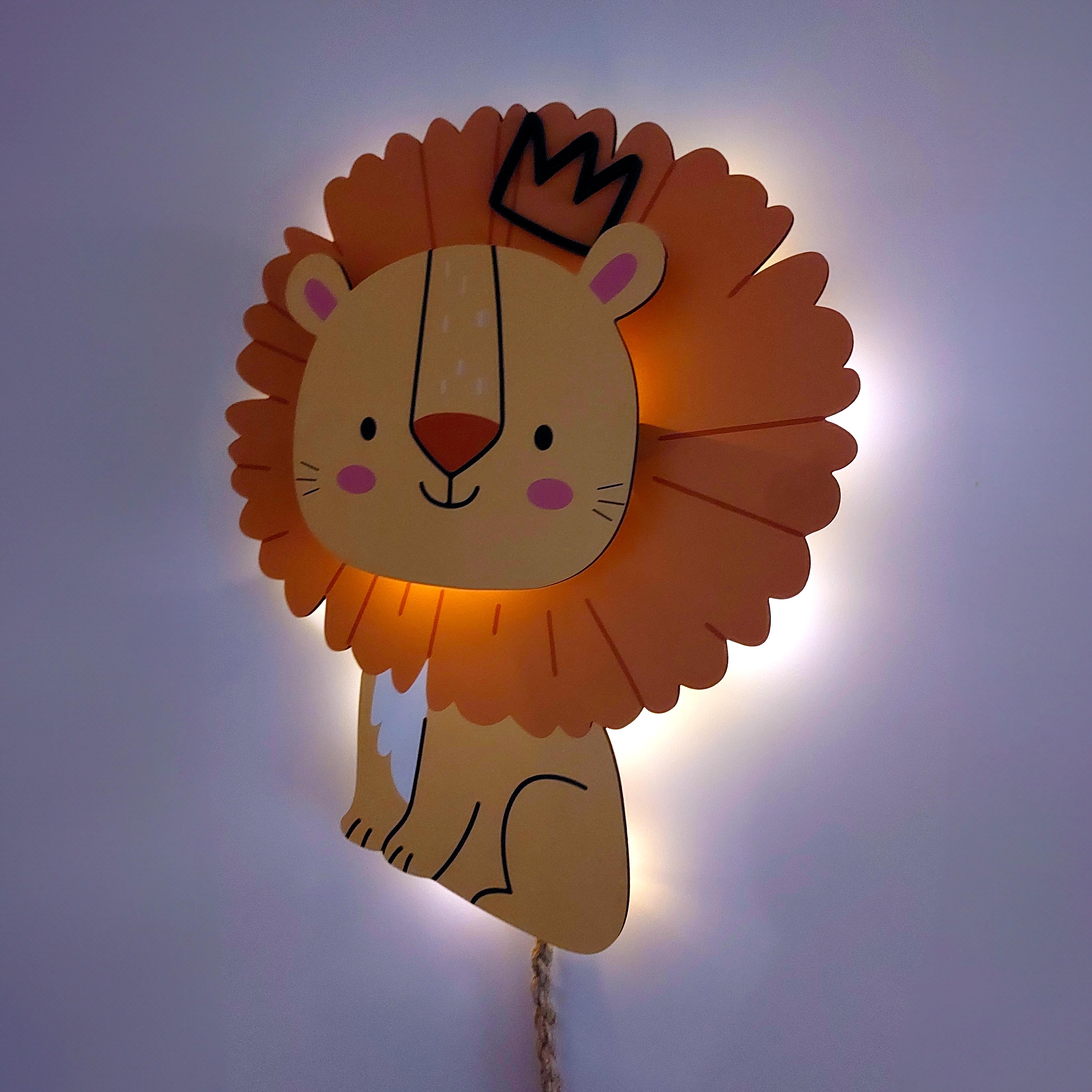 CajuArt Kabartma Tasarım Aslan Kral Led Işıklı Çocuk Odası Tablo Duvar Dekoru