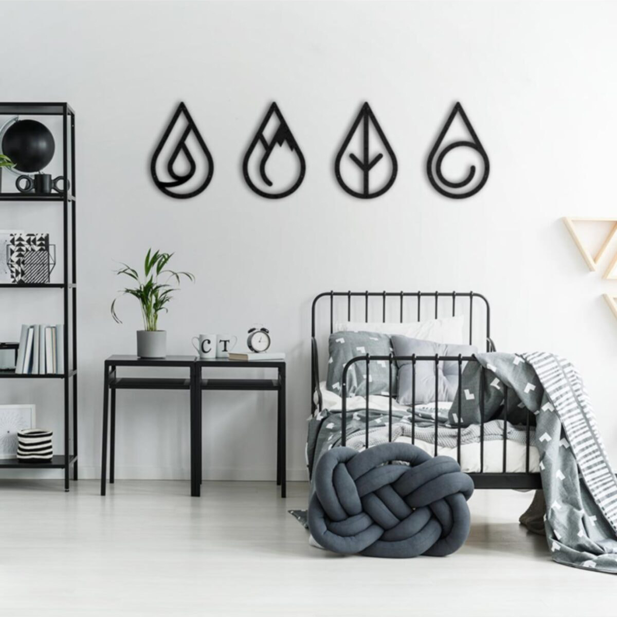 Dört Element Temalı Modern Ahşap Duvar Tablo