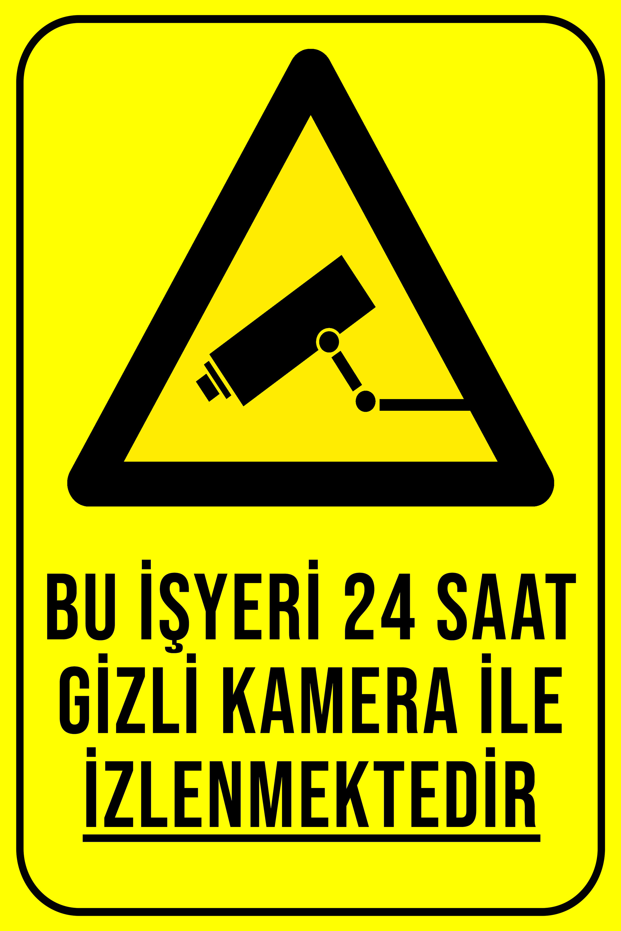 CajuArt 24 Saat Gizli Kamera İş Yeri 20x30 cm Ahşap Uyarı İkaz Levhası Tablo