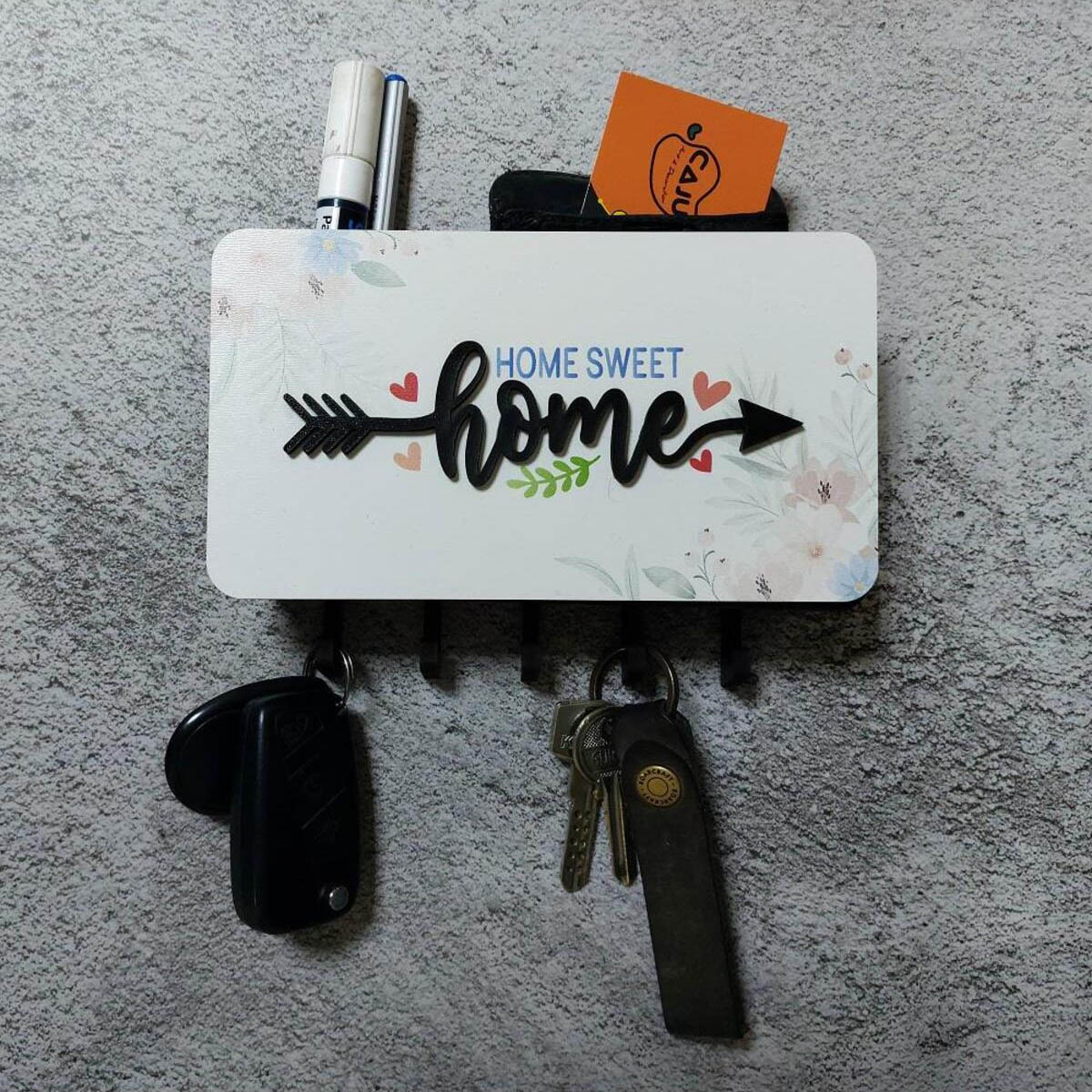 Home Yazılı Dekoratif Bölmeli Anahtarlık Duvar Askılık Dekor