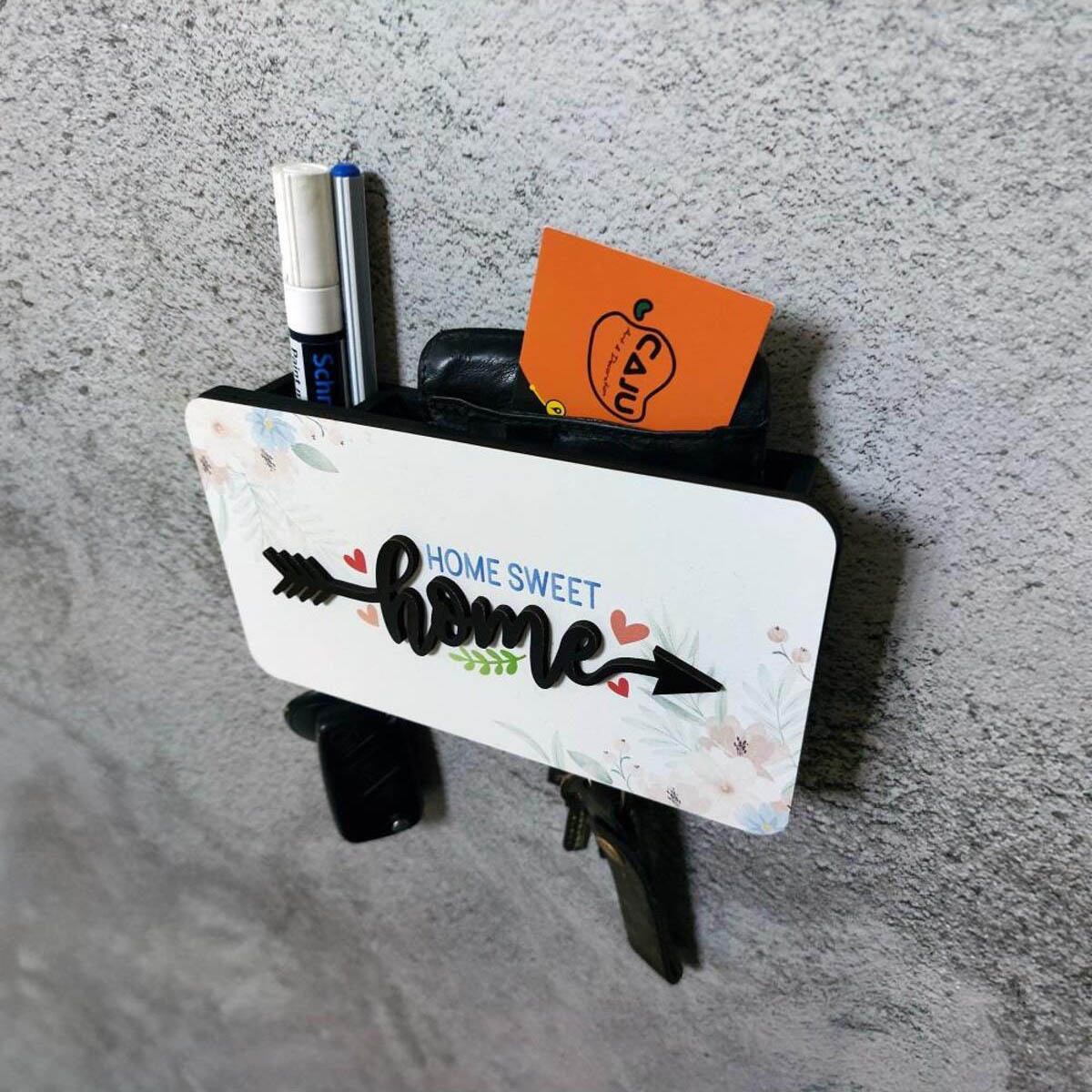 Home Yazılı Dekoratif Bölmeli Anahtarlık Duvar Askılık Dekor
