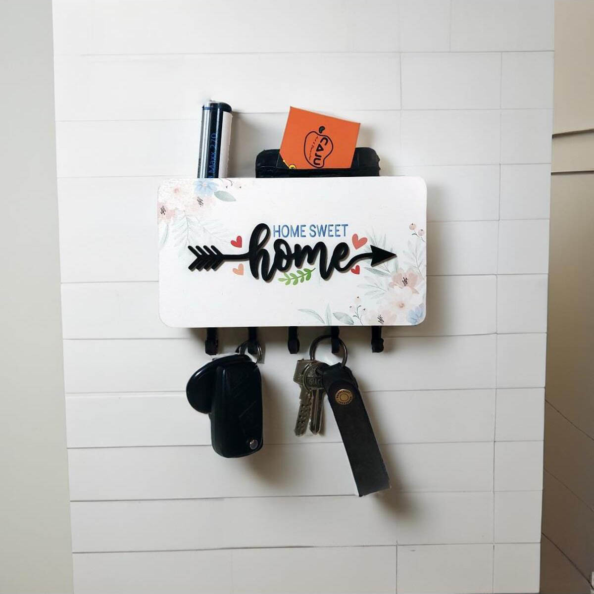 Home Yazılı Dekoratif Bölmeli Anahtarlık Duvar Askılık Dekor