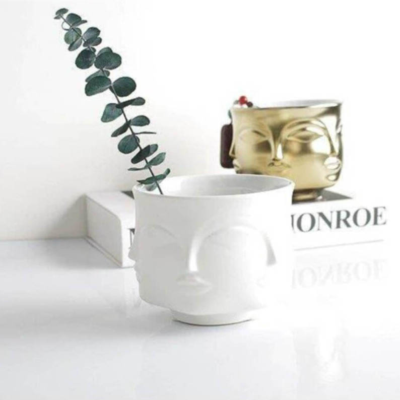 Iskandinav Tarz Insansı Yüz Temalı Modern Saksı Pot Vazo