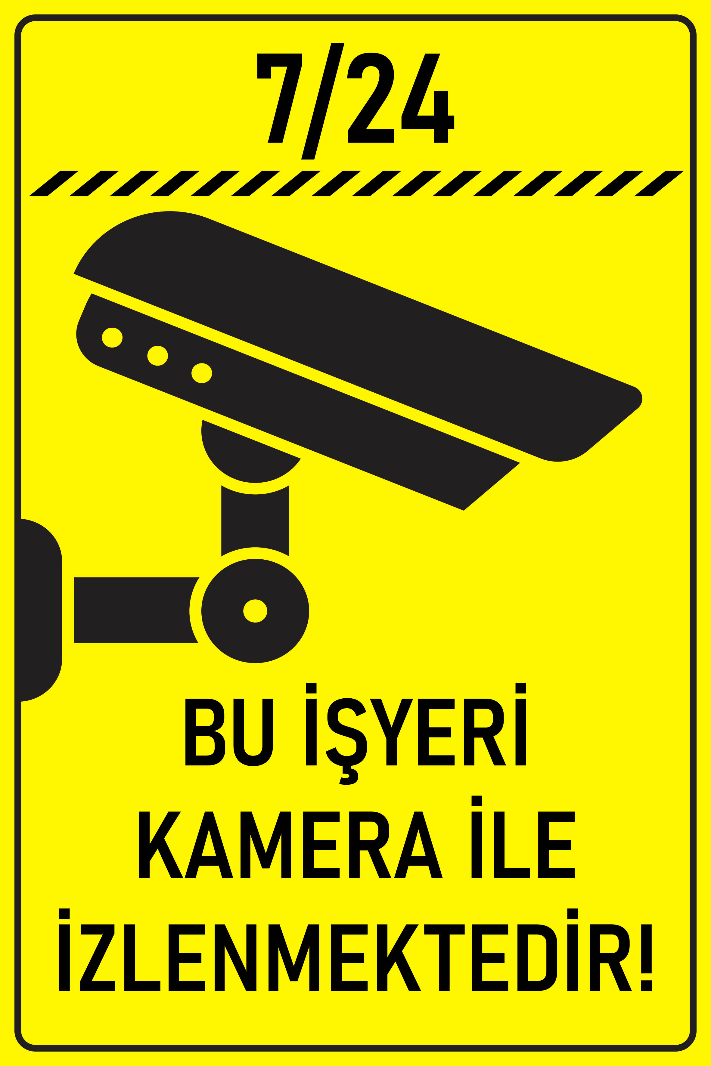 CajuArt Bu İşyeri Kamera İle İzlenmektedir 20x30 cm Ahşap Uyarı İkaz Levhası Tablo