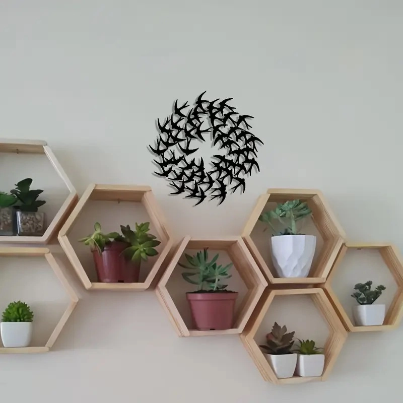 CajuArt Zarif Minimalist Kırlangıç Sürüsü 30 cm Siyah Ahşap Tablo Dekor