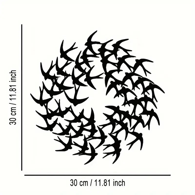CajuArt Zarif Minimalist Kırlangıç Sürüsü 30 cm Siyah Ahşap Tablo Dekor