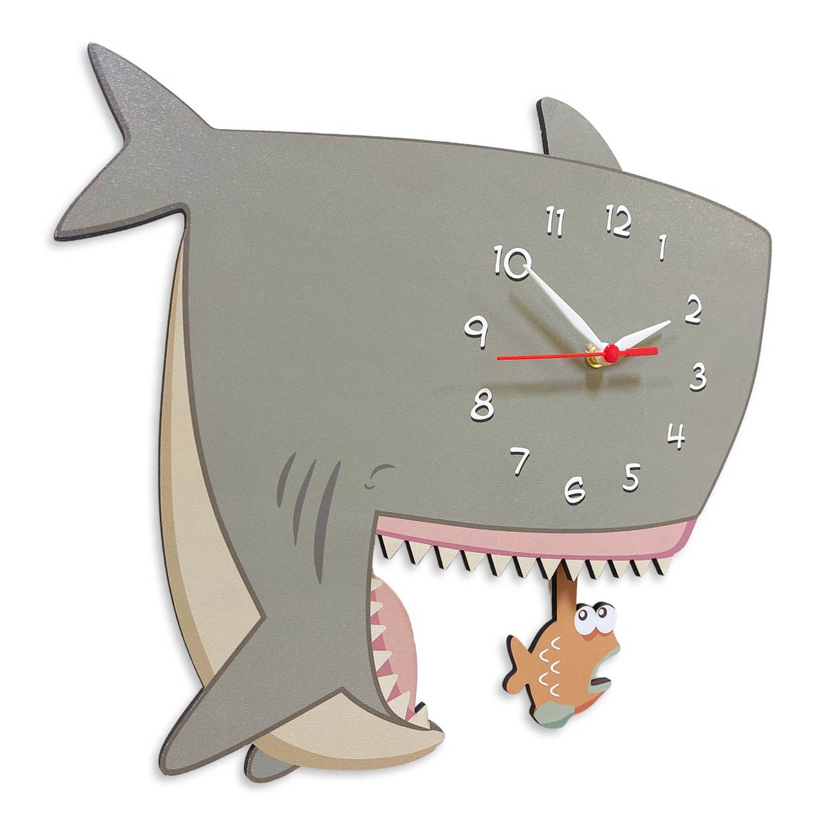 Köpek Balığı Sallanan Sarkaçlı Çocuk Odası Duvar Saati