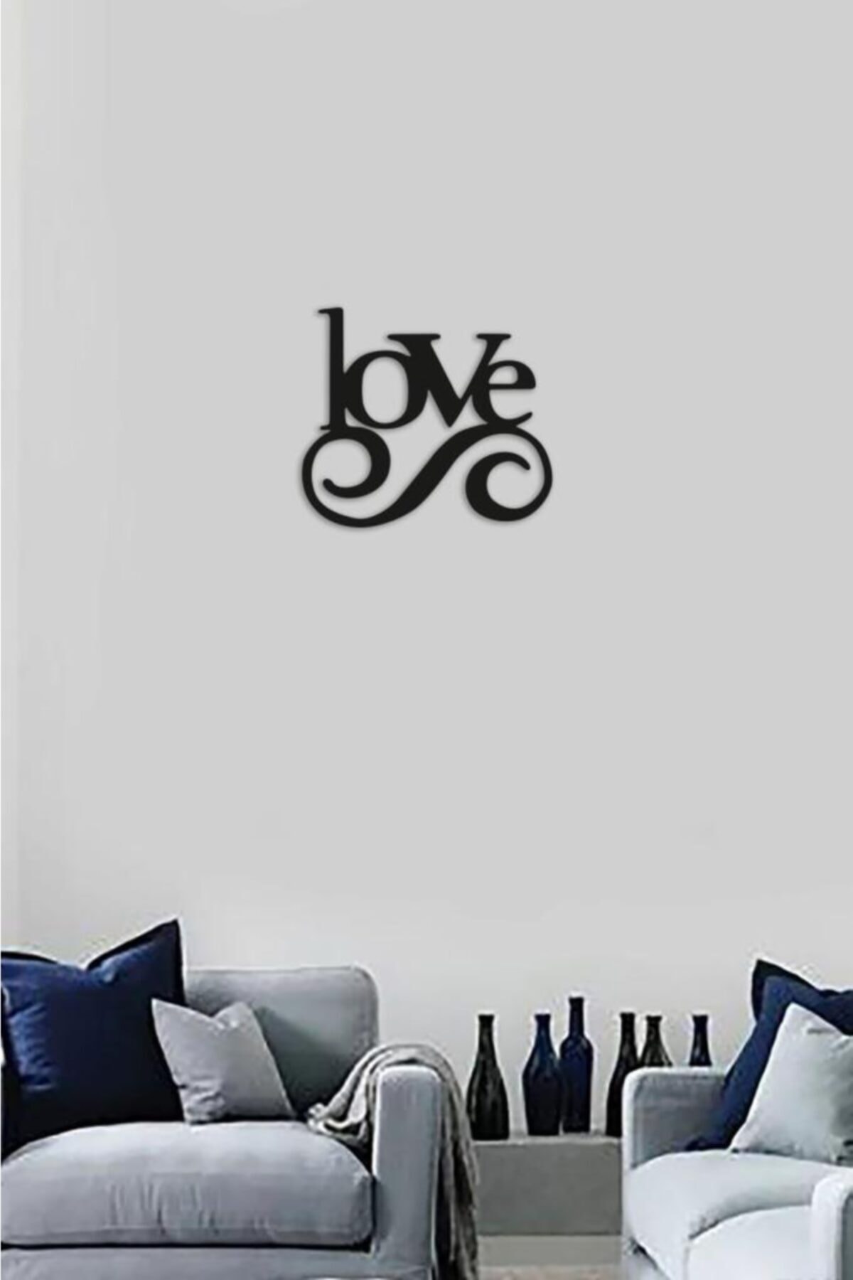 Dekoratif 5 Mm Siyah Mdf Love Yazısı Duvar Dekoru Tablo
