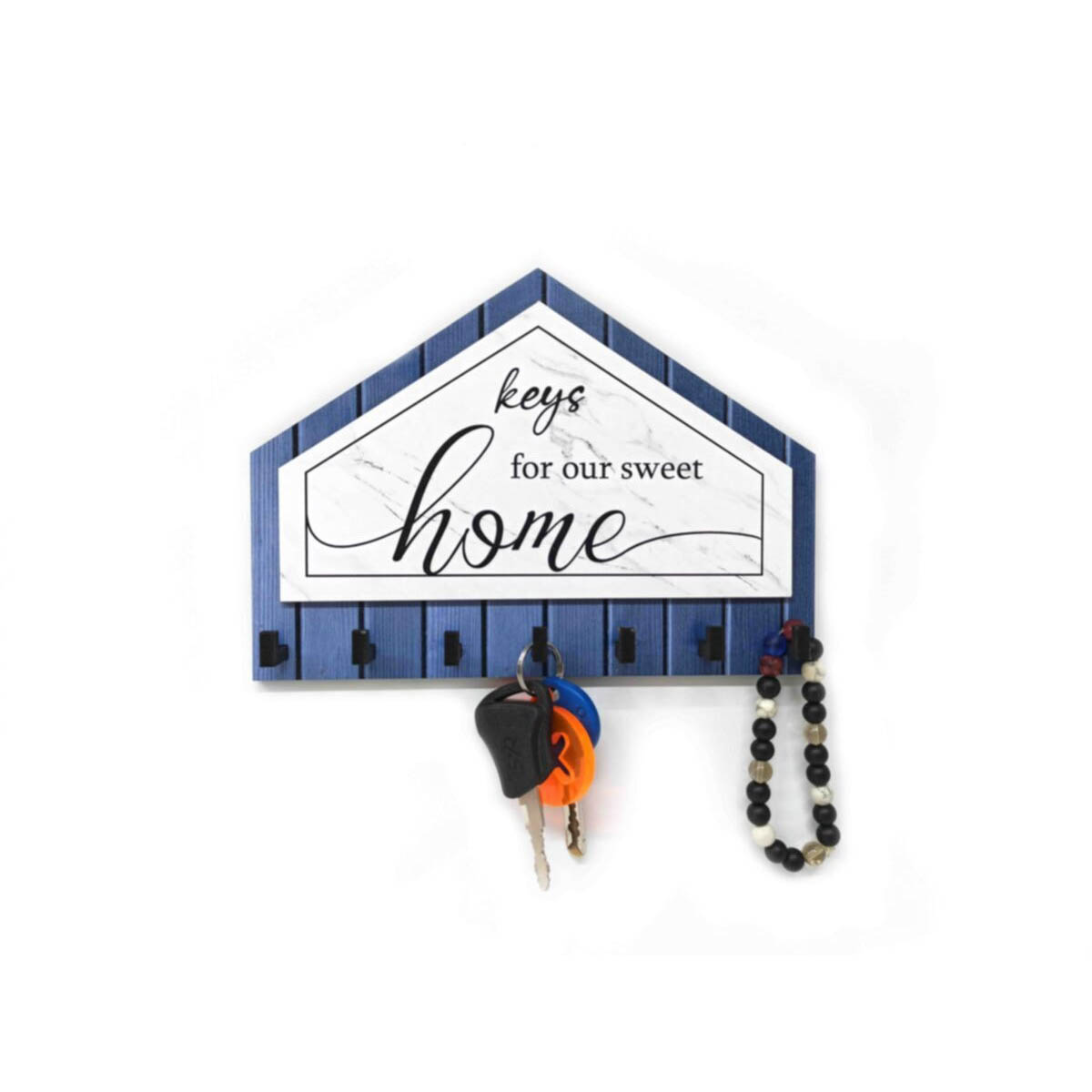 Dekoratif Üçgen Ahşap Desenli Keys For Home Anahtarlık