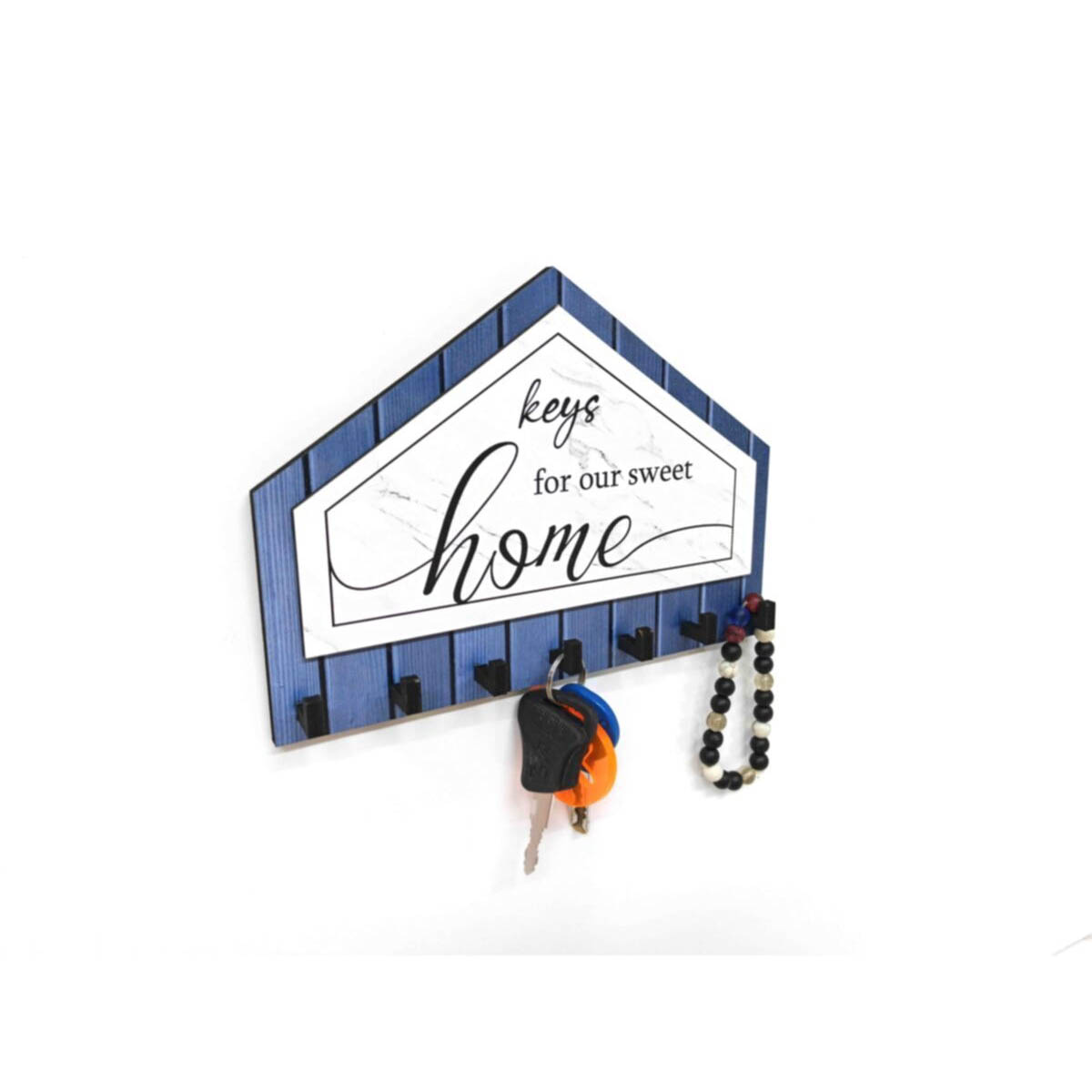Dekoratif Üçgen Ahşap Desenli Keys For Home Anahtarlık