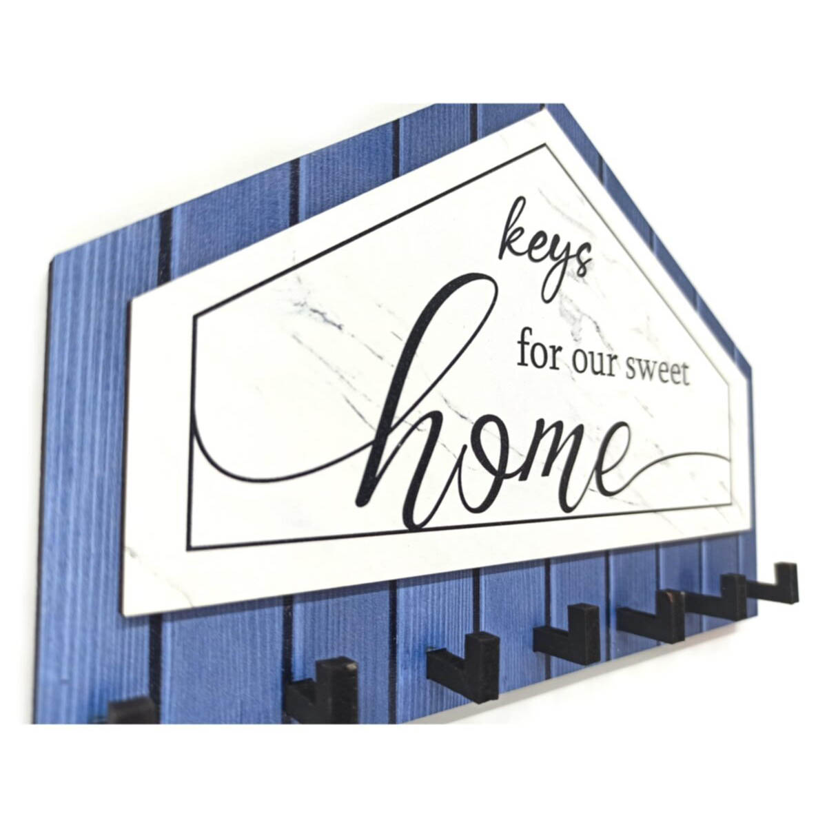 Dekoratif Üçgen Ahşap Desenli Keys For Home Anahtarlık