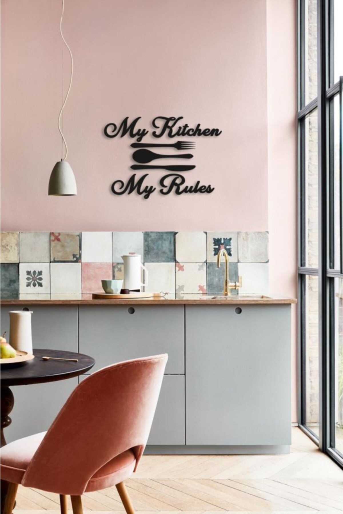 Dekoratif My Kitchen My Rules Mutfak Duvar Dekoru Tablo