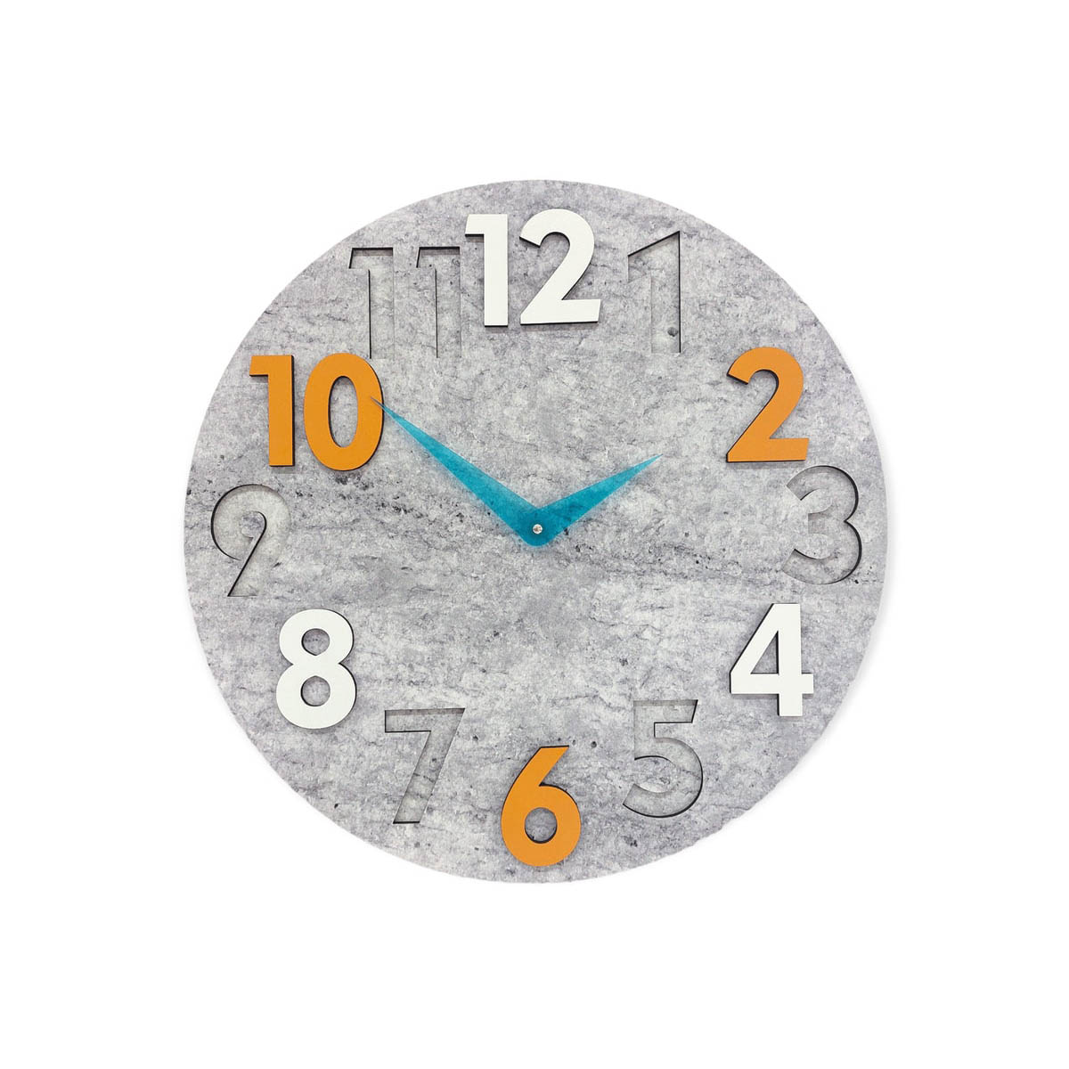 Modern Yuvarlak Gri Desen Turuncu Beyaz 40 Cm Duvar Saati