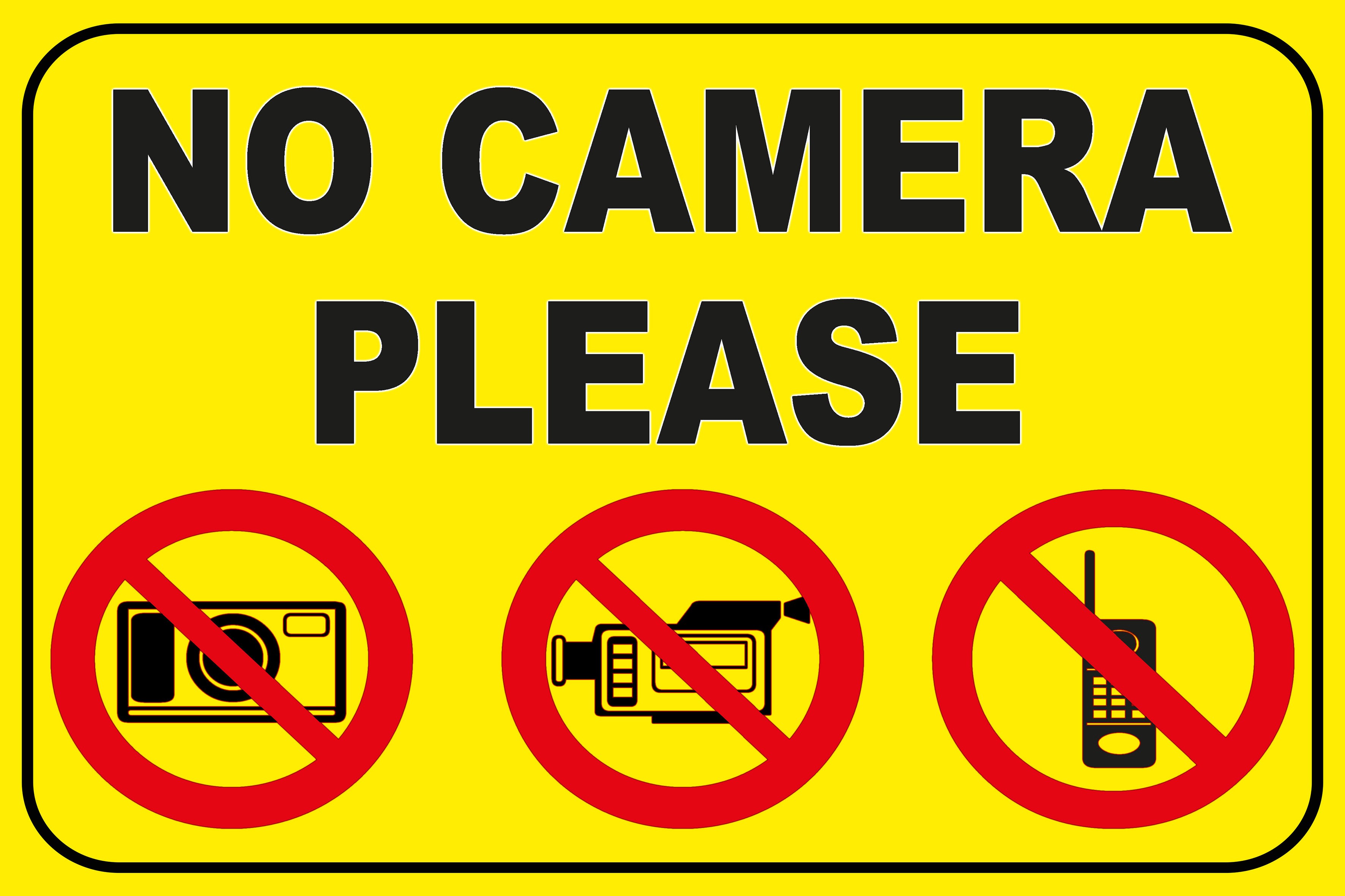 CajuArt No Camera Please 20x30 cm Ahşap Uyarı İkaz Levhası Tablo