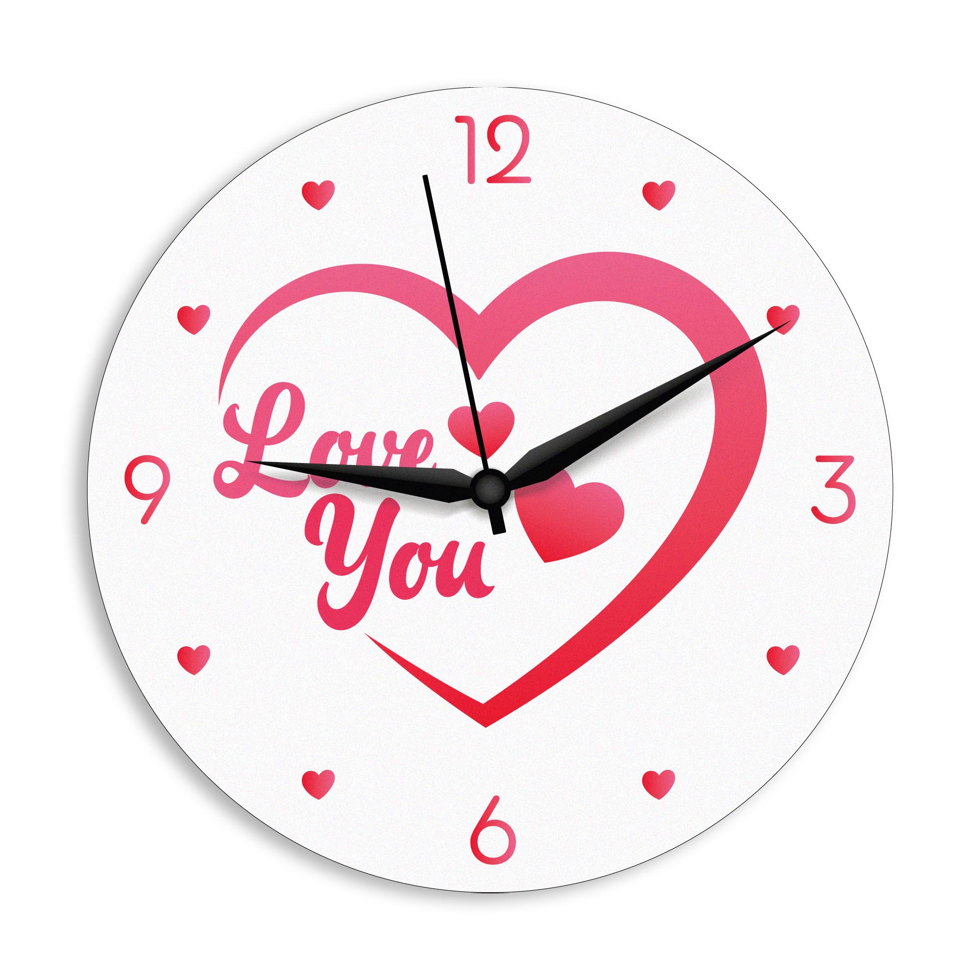 CajuArt Kalp İçinde Love You Yazılı Sevgililer Günü Ahşap Duvar Saati