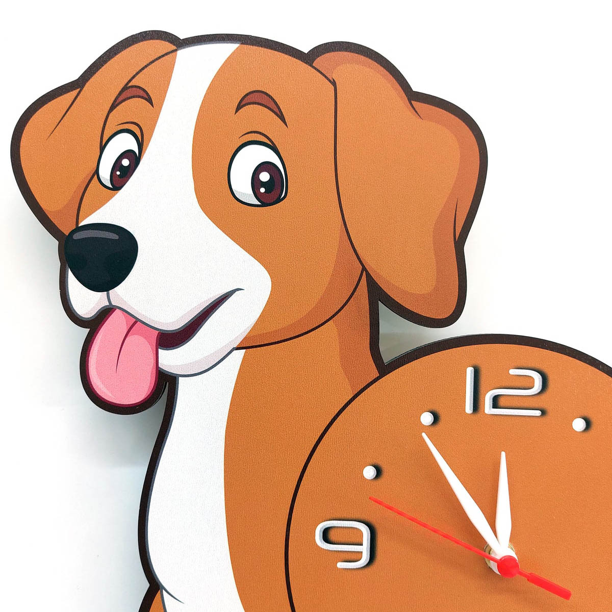 Sevimli Kahverengi Köpek Çocuk Odası Duvar Saati Dekor